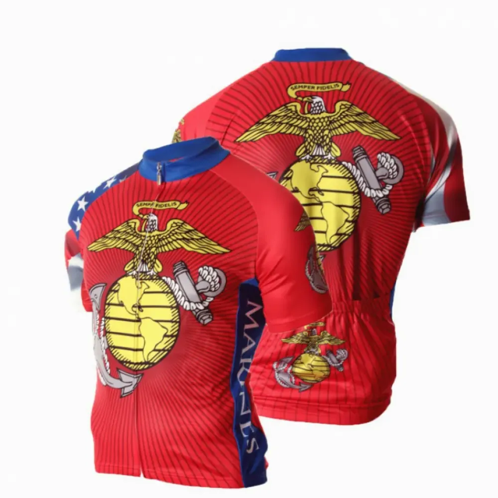 USMC Short Sleeve Cycling Jersey/Red/Blue/White