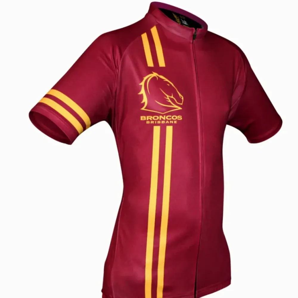 NRL Broncos Short Sleeve Cycling Jerseys Maroon/Gold