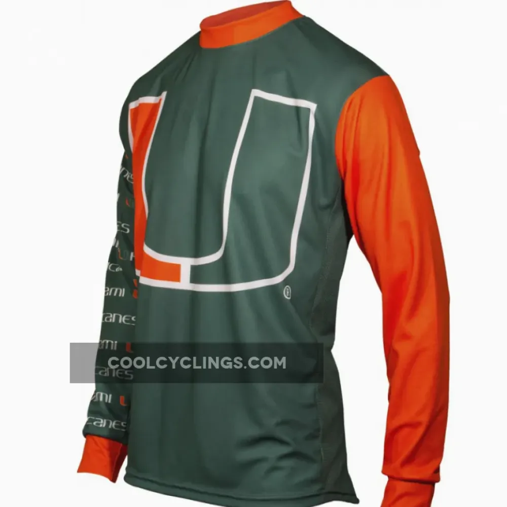 Miami Hurricanes Long Sleeve Cycling Jersey Green/Orange