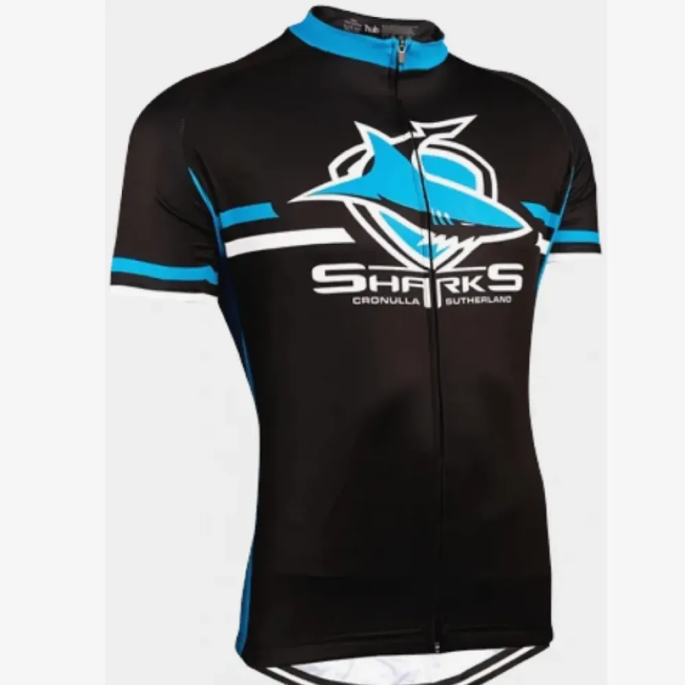 Sharks Cronulla-Sutherland Short Sleeve Cycling Jersey/Black/Aqua