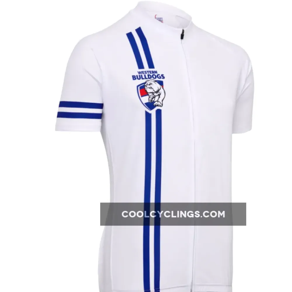Western Bulldogs Mountain and road bike Short Sleeve Cycling Jerseys White/Blue