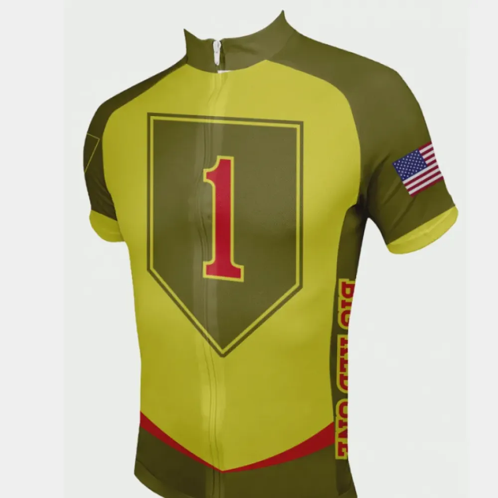 US Army 1st Infantry Division Cycling Jersey/Army Green/Yellow/Red