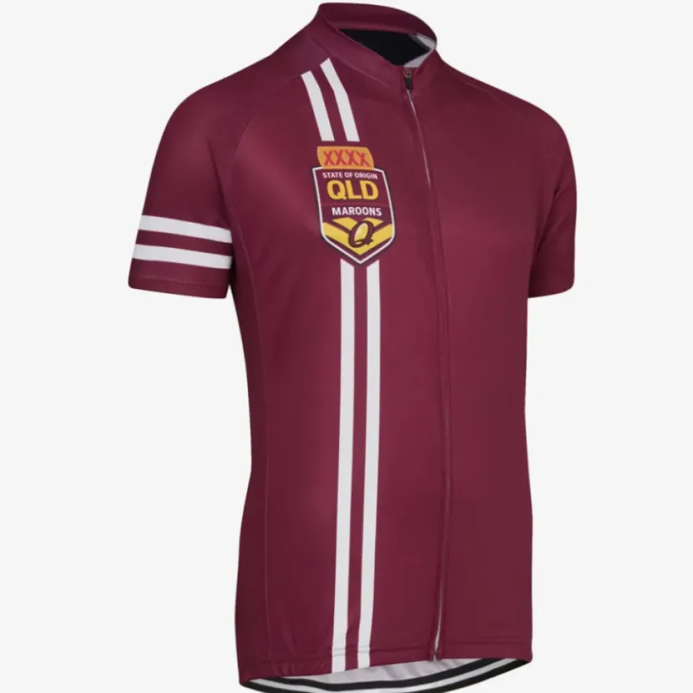 NRL Queensland Maroons Short Sleeve Bike Shirts Cycling Jerseys Maroon/White