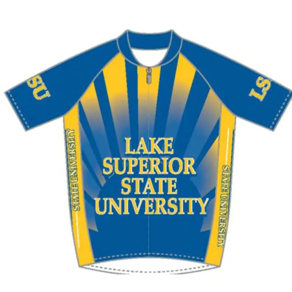 Lake Superior State Lakers Short Sleeve Cycling Jersey/Blue/Gold