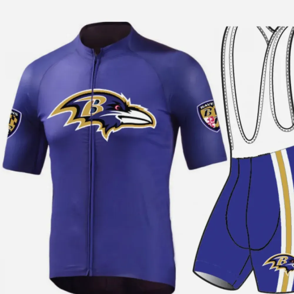 NFL Baltimore Ravens Cycling Jersey Blue/Gold/White