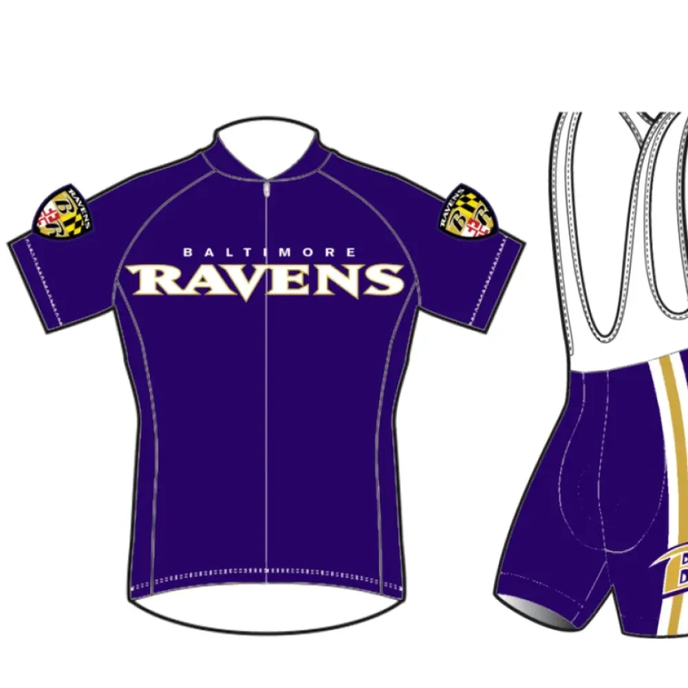 Baltimore Ravens Cycling Bib Shorts Set/Purple/Gold/White