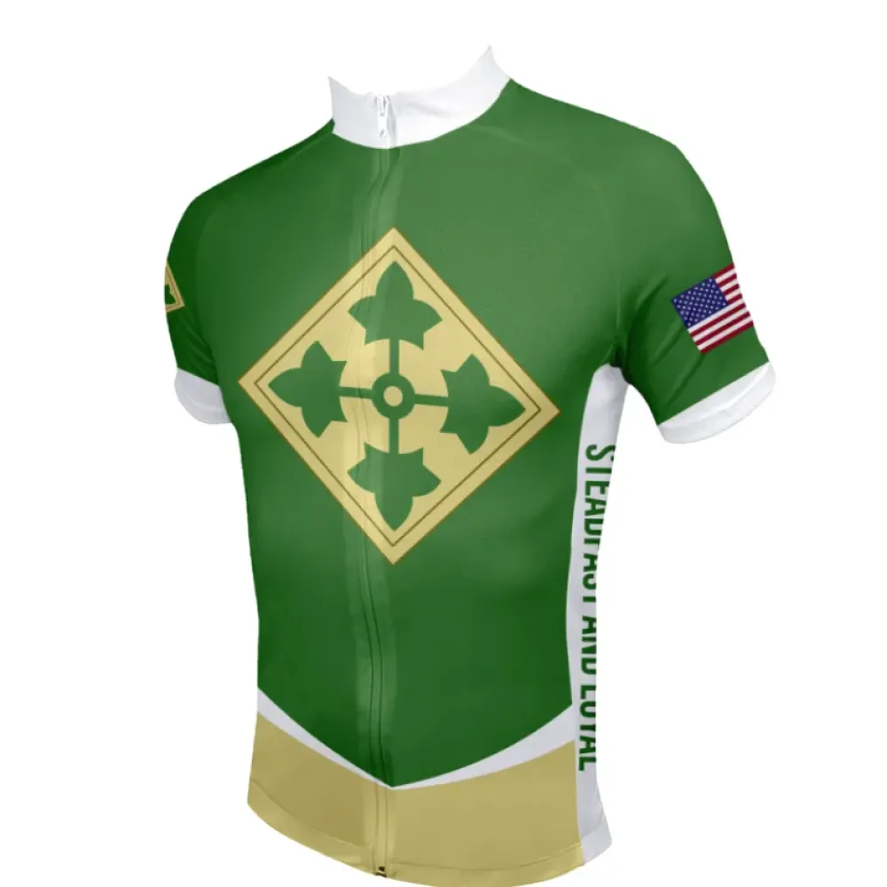 US Army Unit 4th Infantry Division Cycling Jersey/Green/Gold/White
