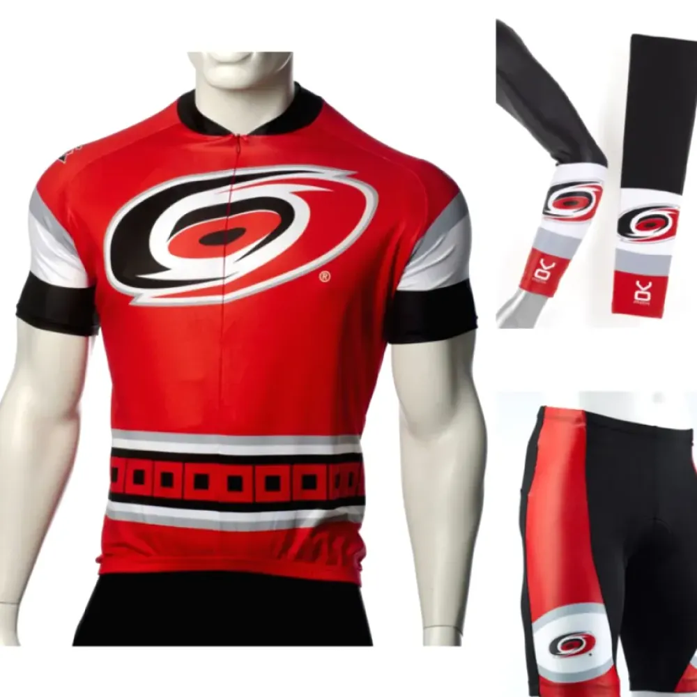 Carolina Hurricanes Cycling Jersey Bib Shorts Arm Warmers Red/Black/White