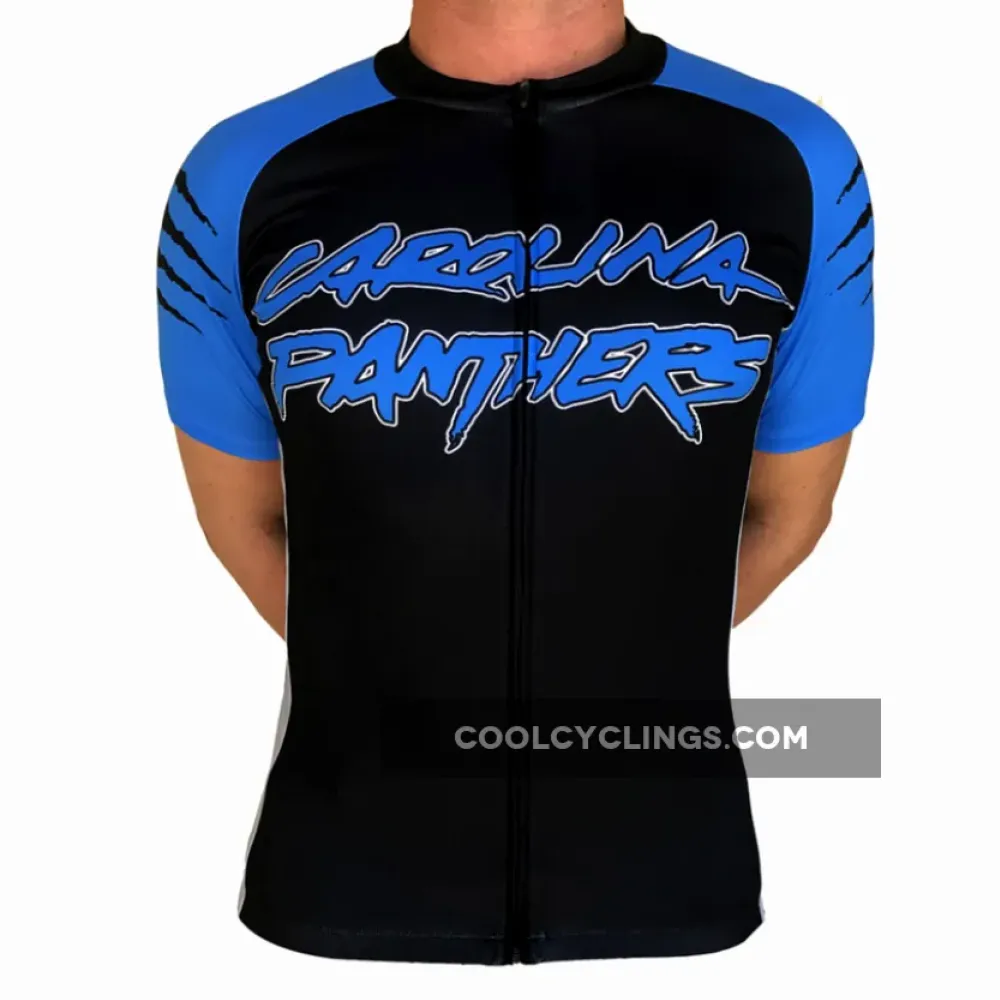 Carolina Panthers Short Sleeve Cycling Jersey/Black/Blue
