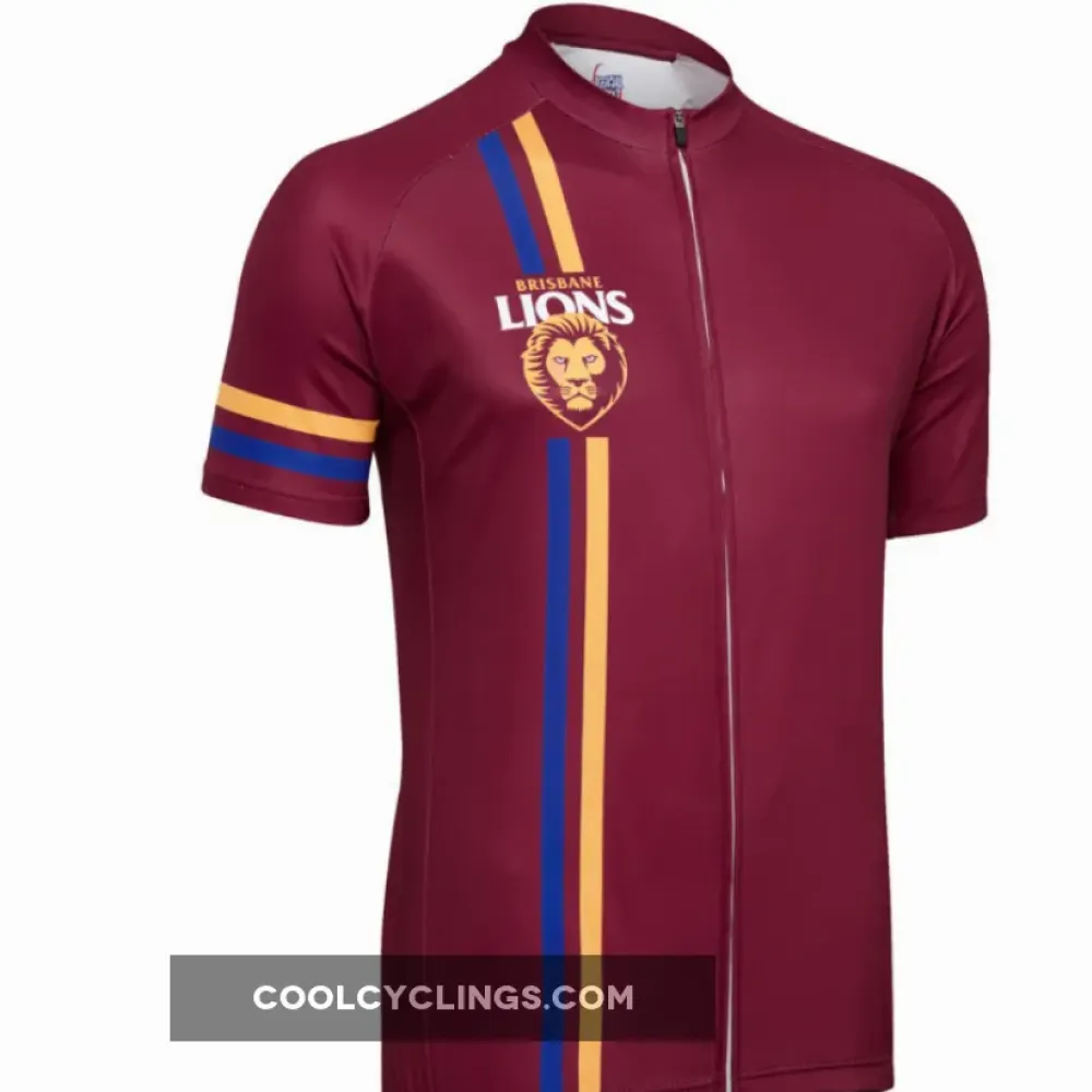 Brisbane Lions Cycling Jersey - Short Sleeve AFL. Mountain and Road Maroon/Gold/Blue