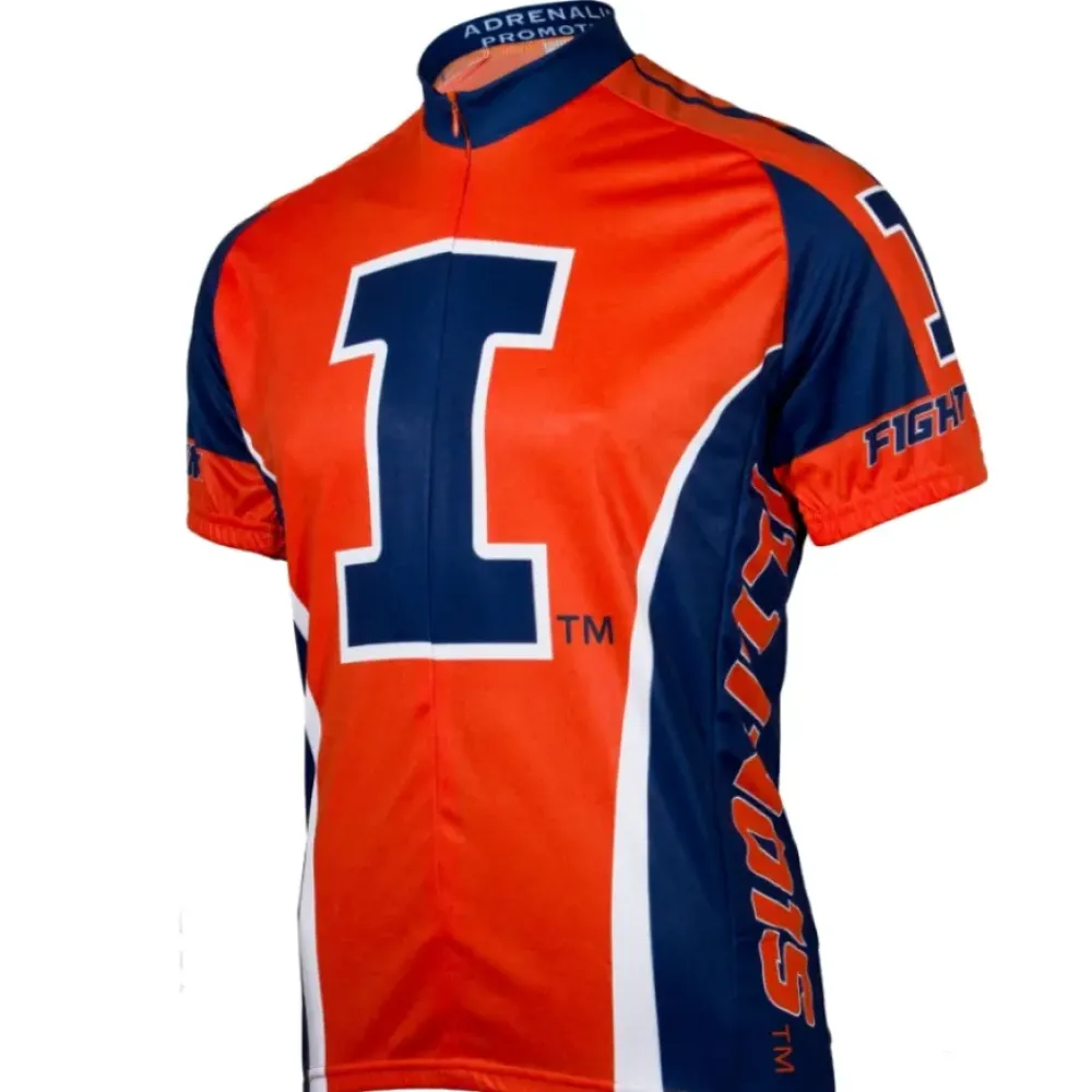 Adrenaline Promotions NCAA UIUC U of I Illinois Fighting Illini Cycling Jersey/Orange/Navy/White