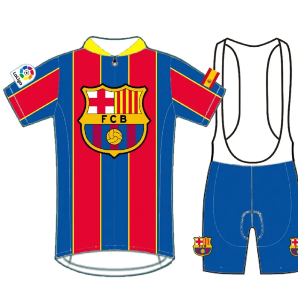FC Barcelona Short Sleeve Cycling Jersey Bib Shorts Kit Blue/Red/Yellow