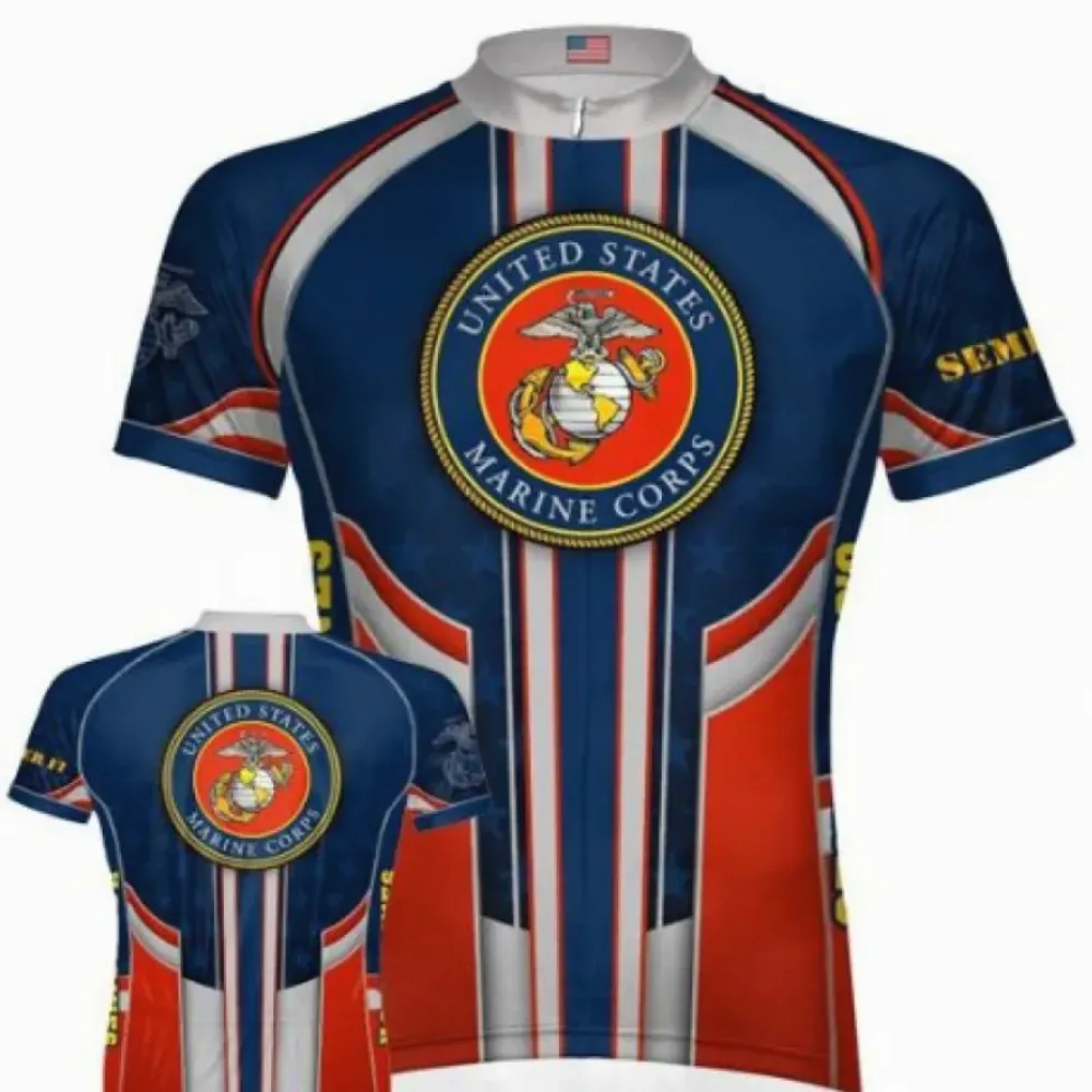 USMC Short Sleeve Cycling Jersey/Blue/Red/White