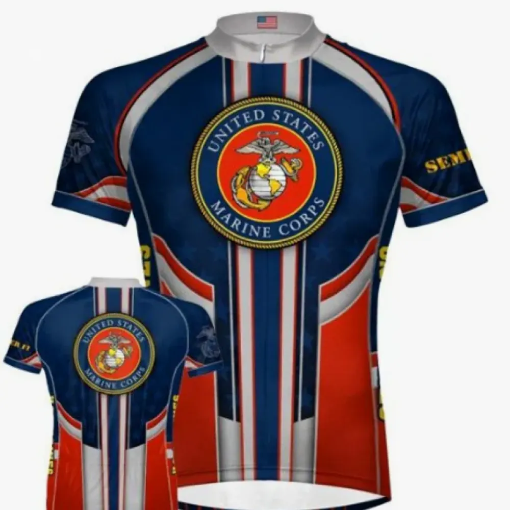 USMC Short Sleeve Cycling Jersey/Blue/Red/White