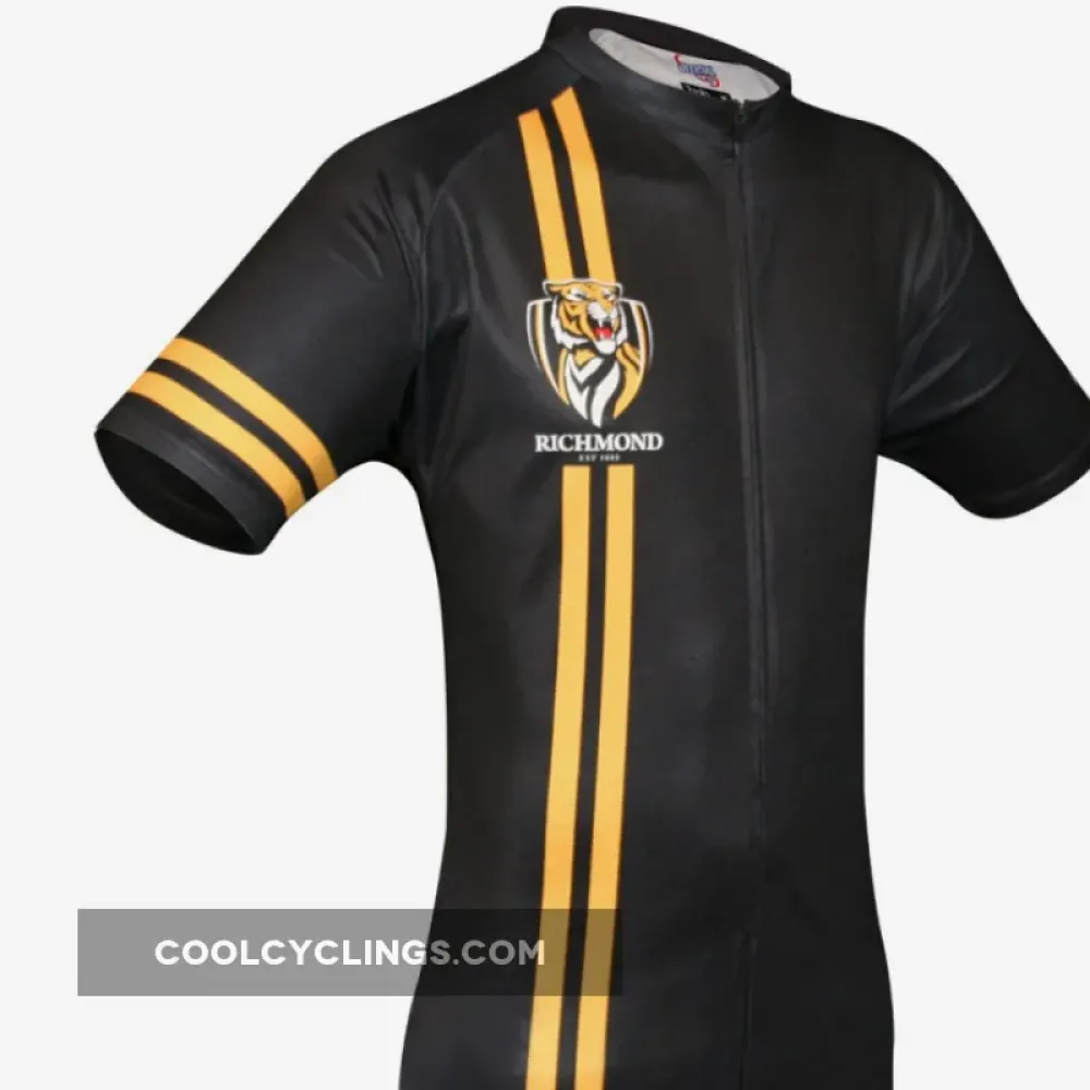 Richmond Tigers Short Sleeve Cycling Jersey/Black/Gold