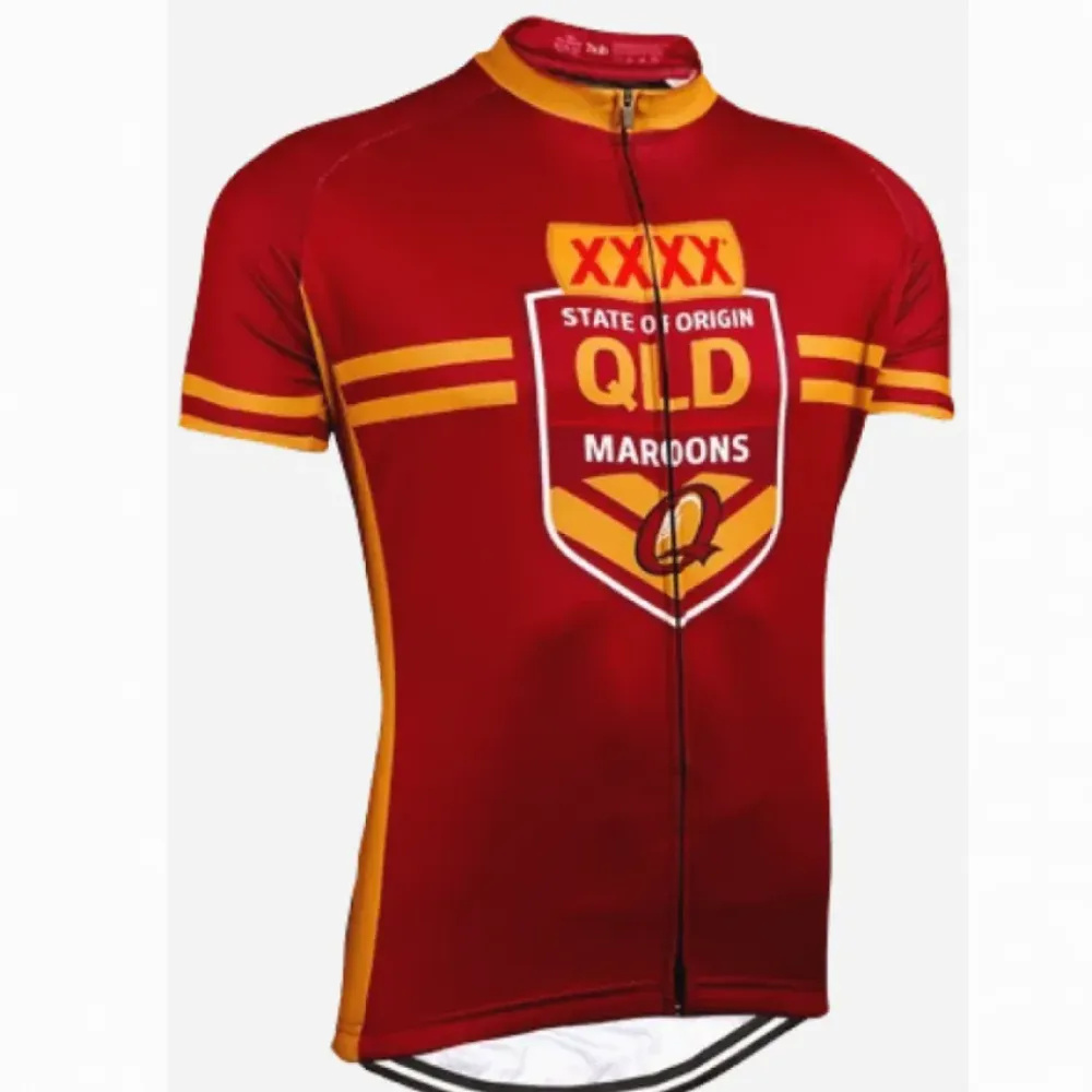 NRL Queensland Maroons Short Sleeve Cycling Jerseys/Burgundy/Gold/White