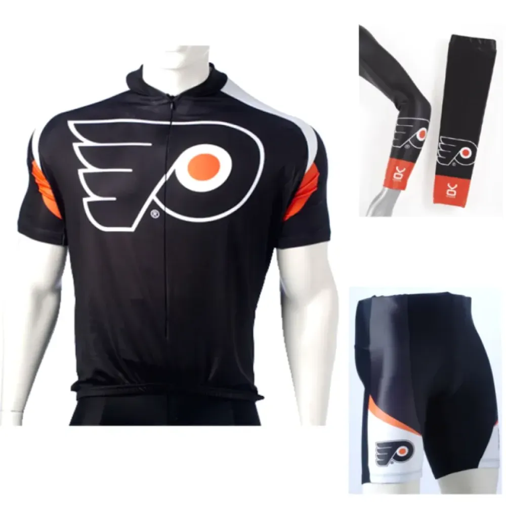 Philadelphia Flyers Cycling Jersey Bib Shorts Arm Warmers Black/Orange