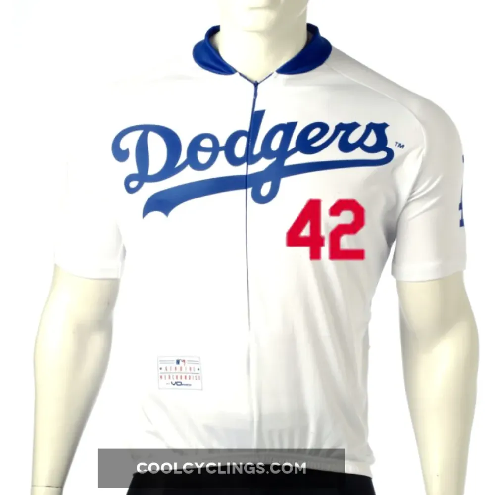 MLB Jackie Robinson 42 Los Angeles Dodgers Cycling Jersey/White/Blue