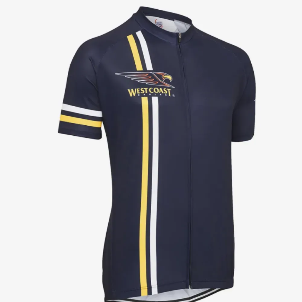 West Coast Eagles Mountain and road bike Short Sleeve Cycling Jerseys Navy/Yellow/White