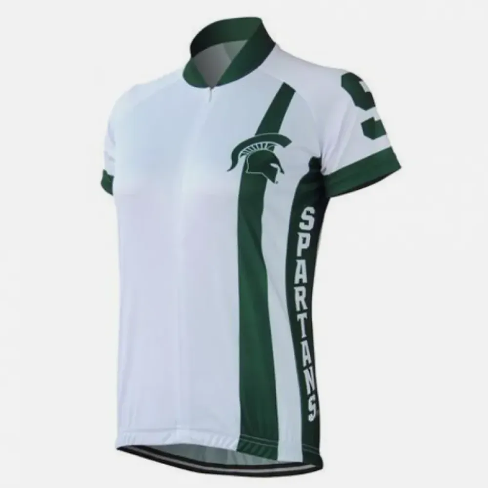 Women's MSU Spartans White Cycling Jersey with Short Sleeve