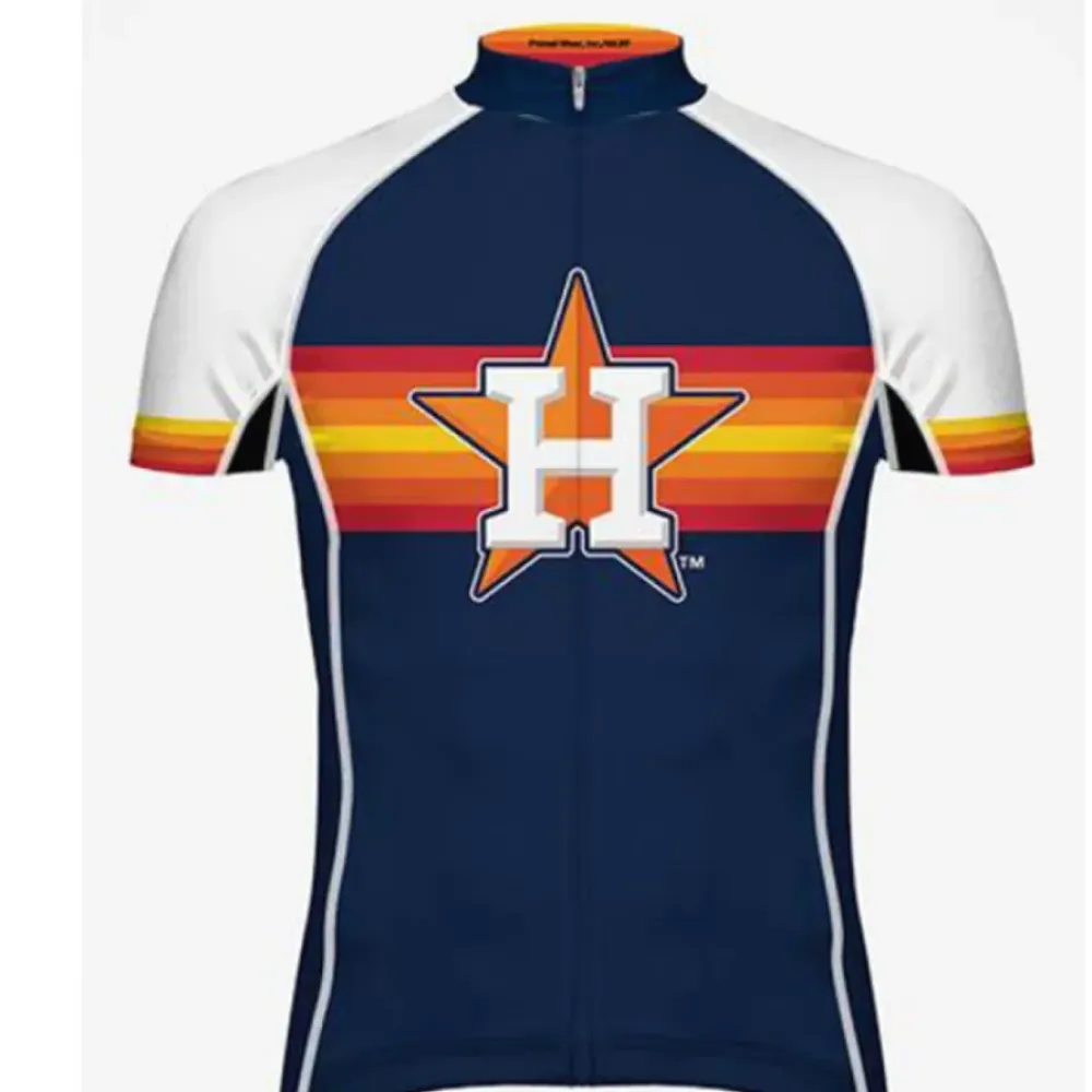MLB Houston Astros Short Sleeve Cycling Jerseys Navy/White/Yellow