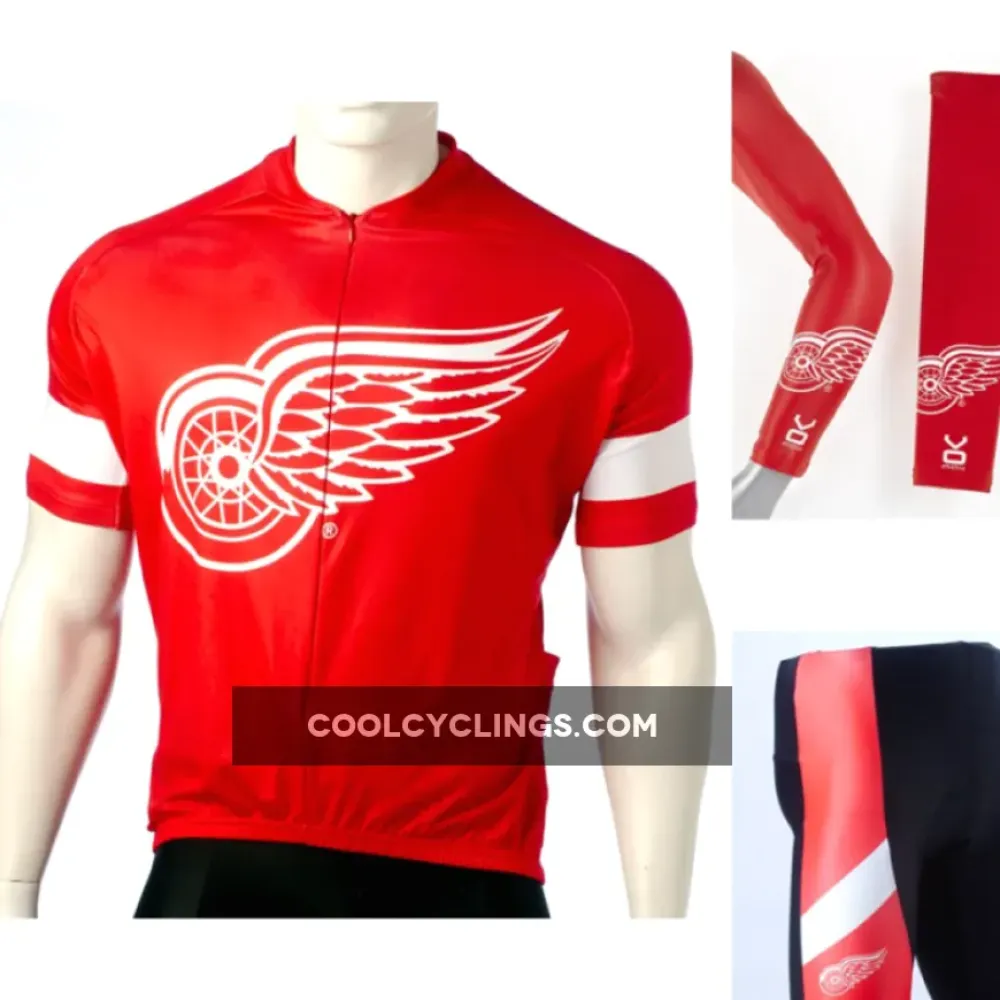 Detroit Red Wings Cycling Jersey Bib Shorts Arm Warmers