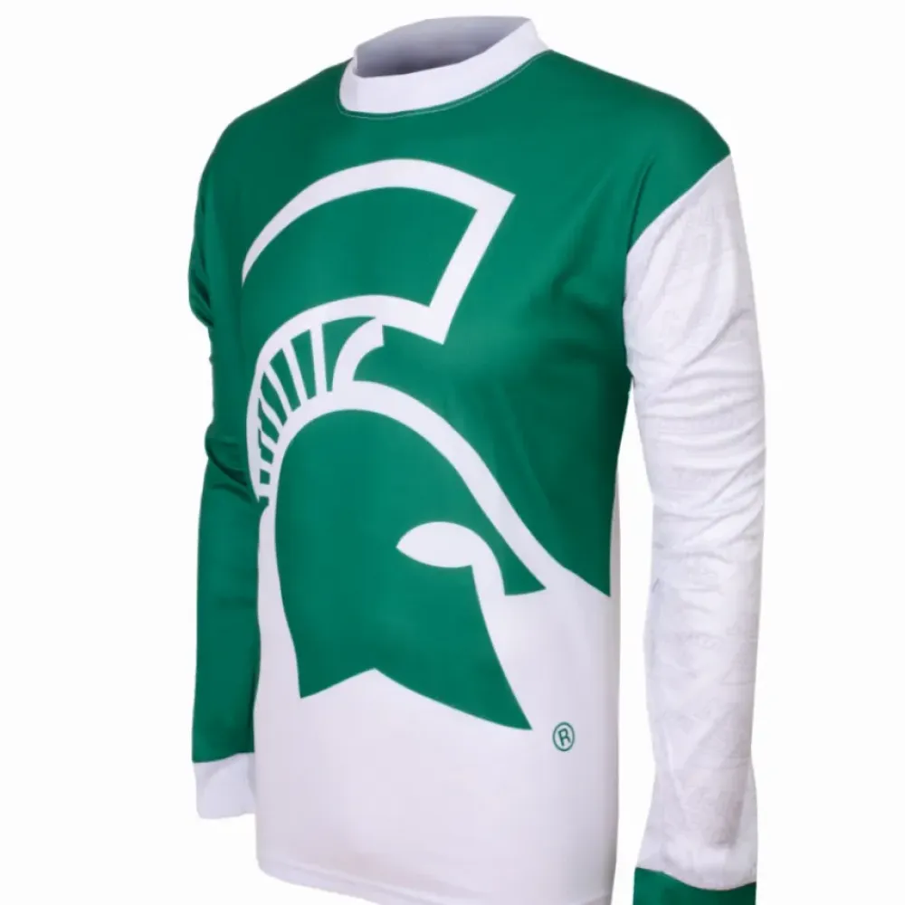 Michigan State Spartans Mountain Long Sleeve Bike MTB Cycling Jerseys/Green/White