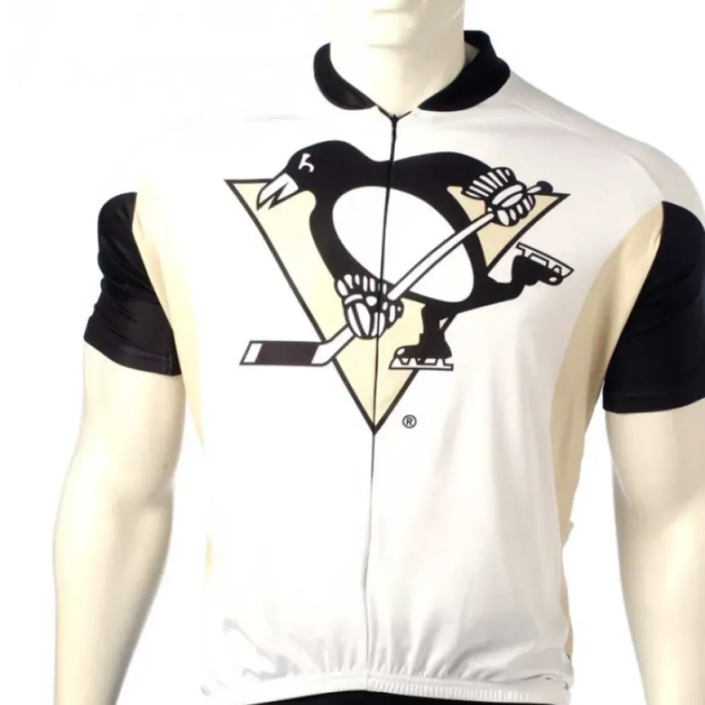 Pittsburgh Penguins Hockey Cycling Jersey - White/Black