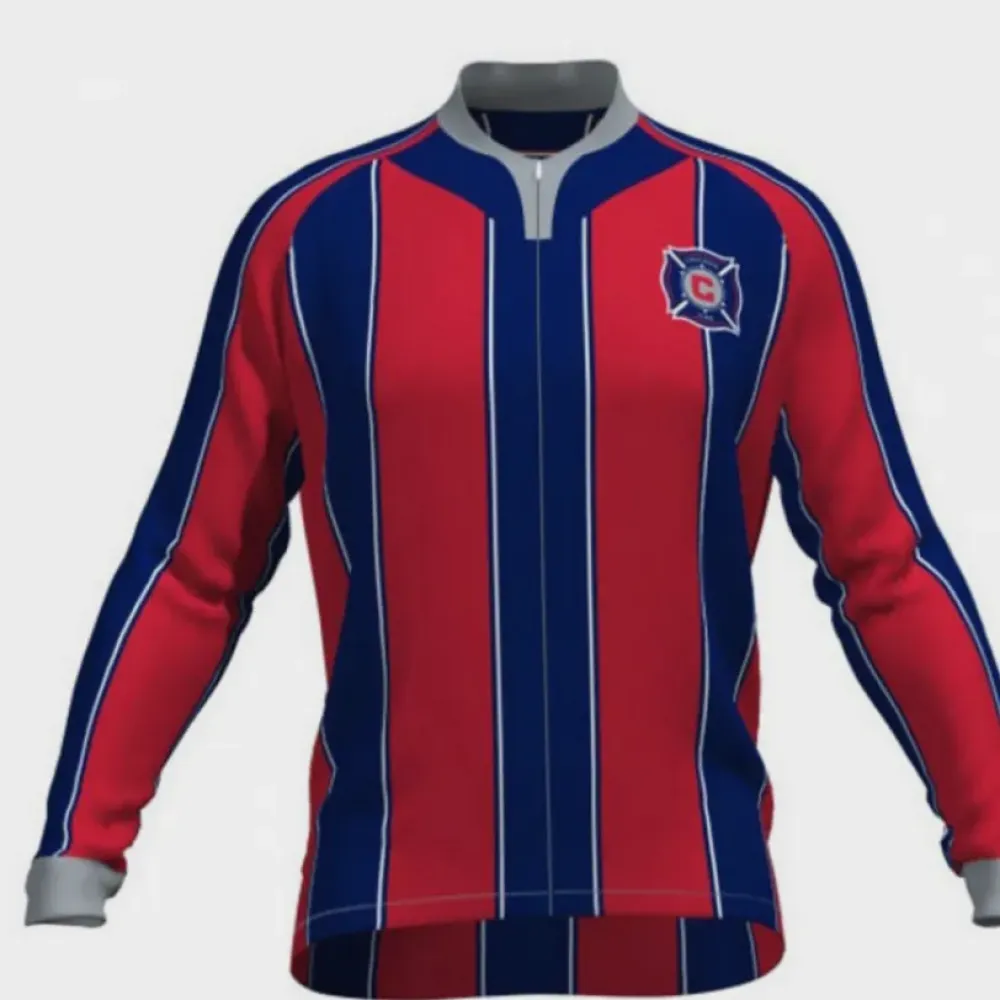 Chicago Fire SC Long Sleeve Cycling Jerseys/Red/Navy