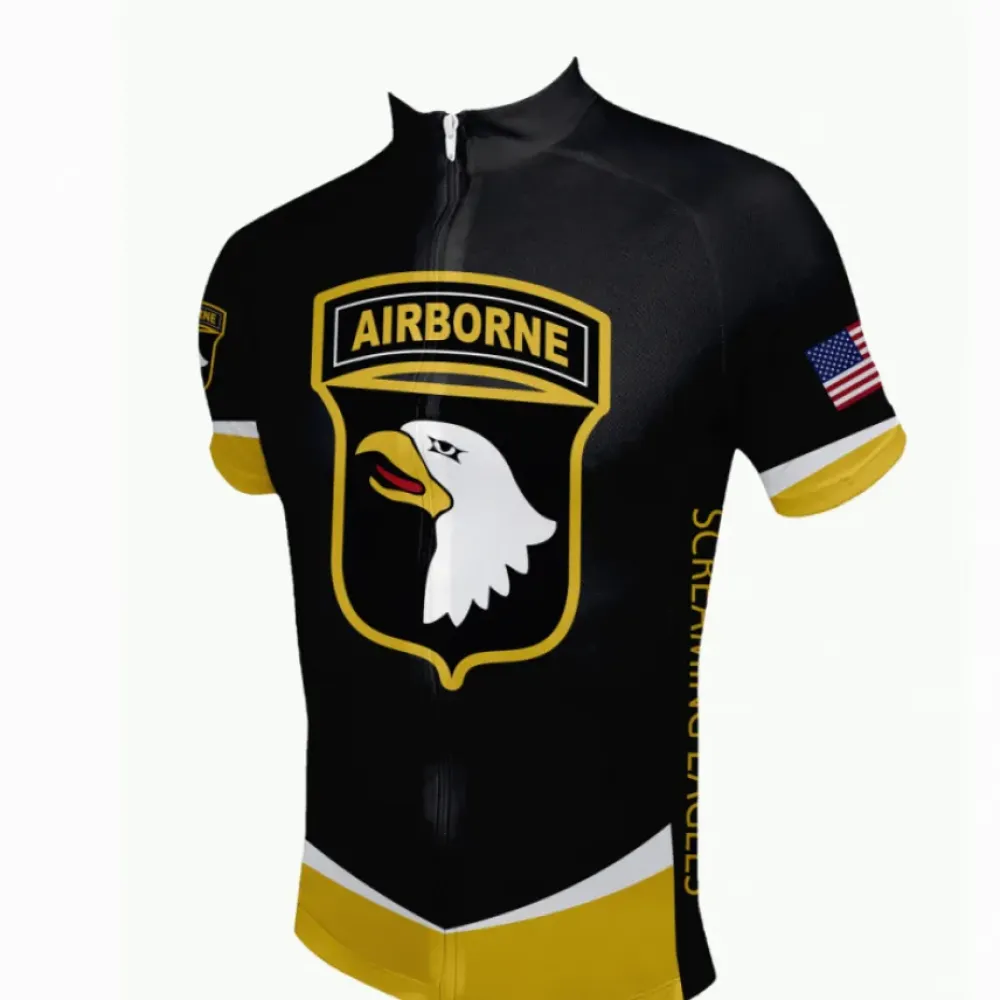 US Army Unit 101st Airborne Division Cycling Jersey/Black/Gold