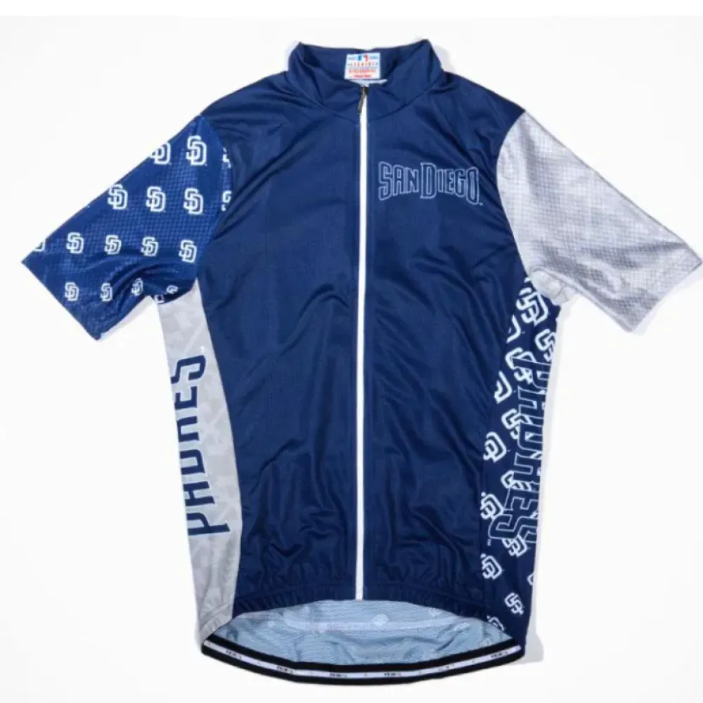 San Diego Padres Half-Zip Cycling Jersey, Navy/White/Grey