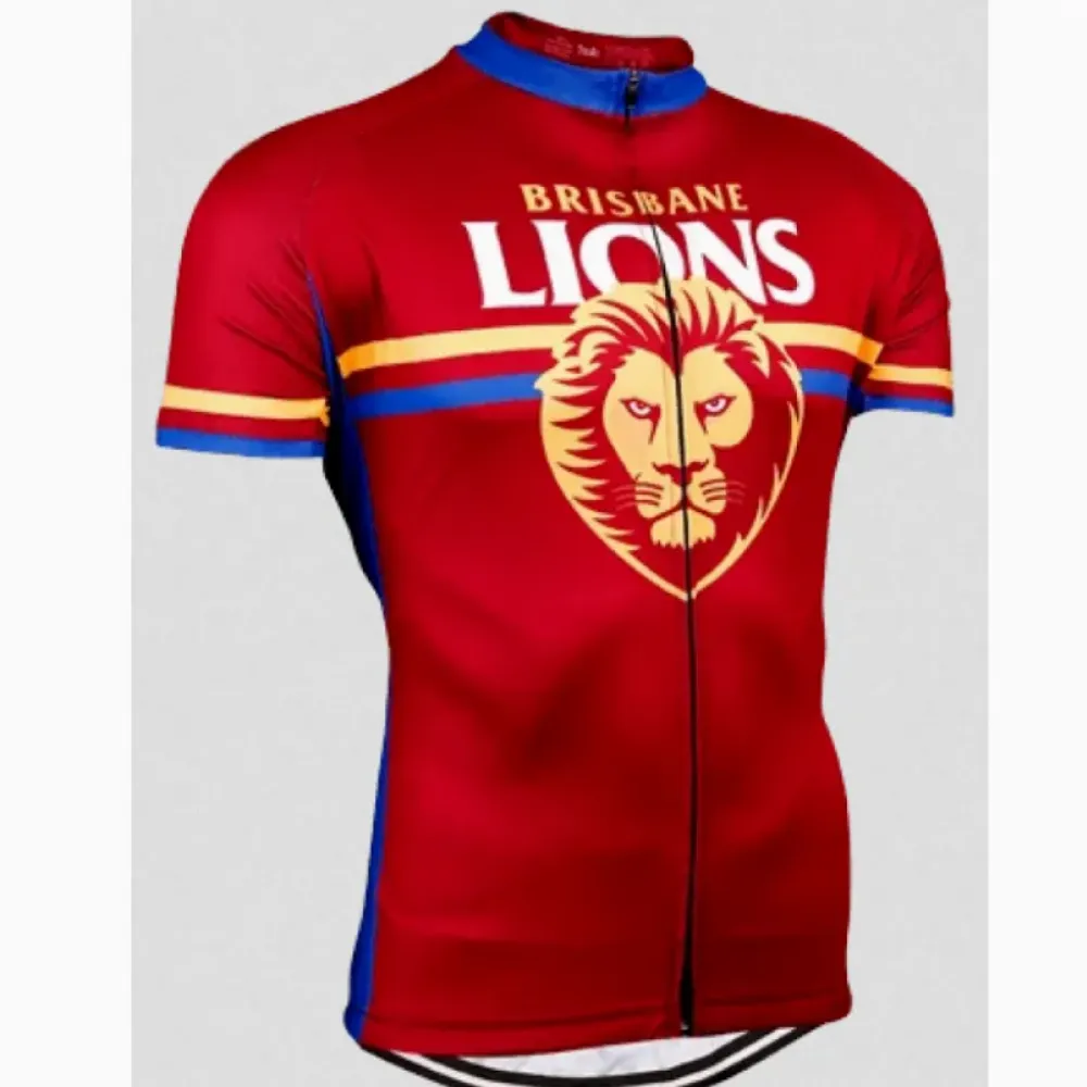 Brisbane Lions Cycle Apparel Short Sleeve Cycling Jerseys Red/Blue/Yellow