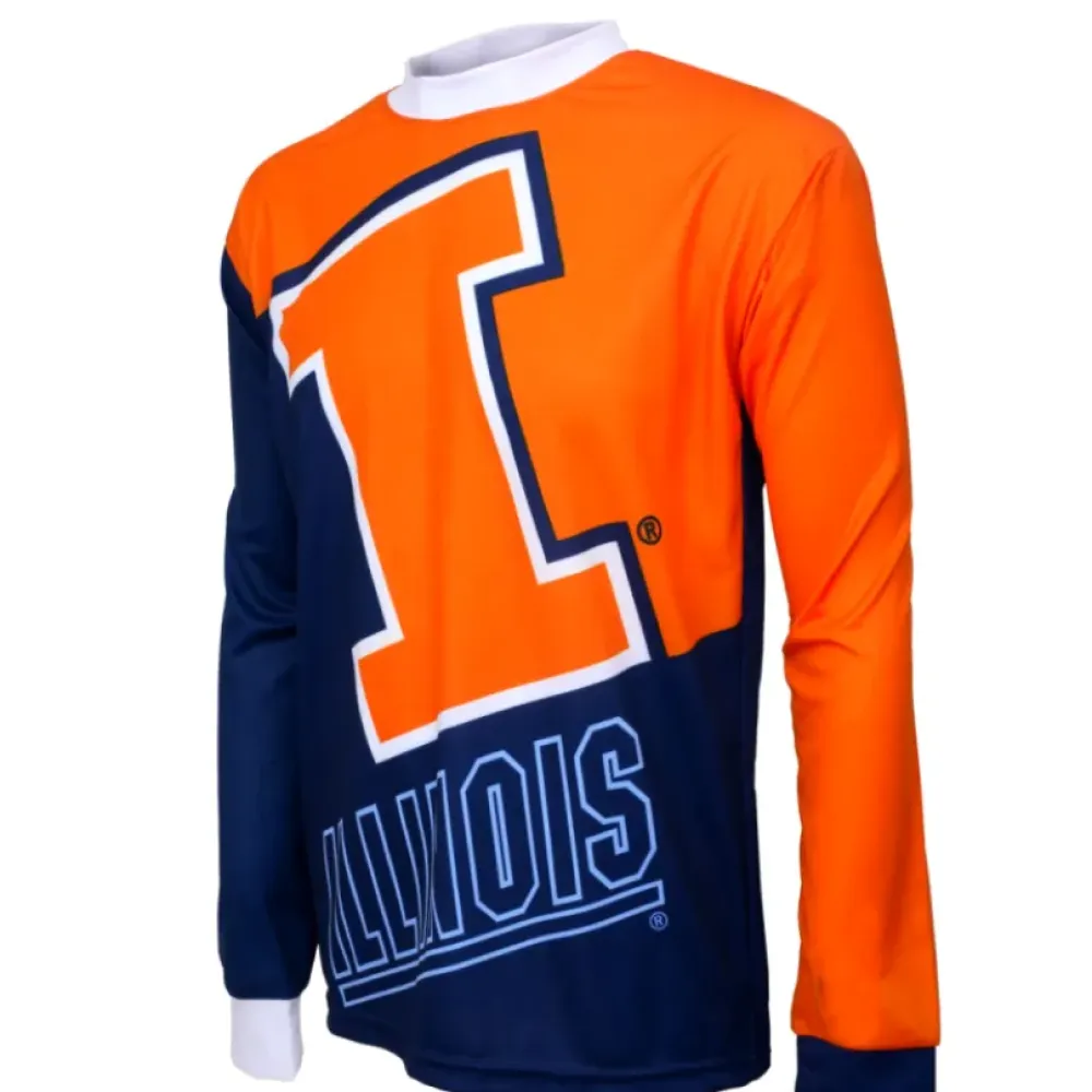 Illinois Fighting Illini Mountain Long Sleeve Bike MTB Cycling Jerseys/Orange/Navy