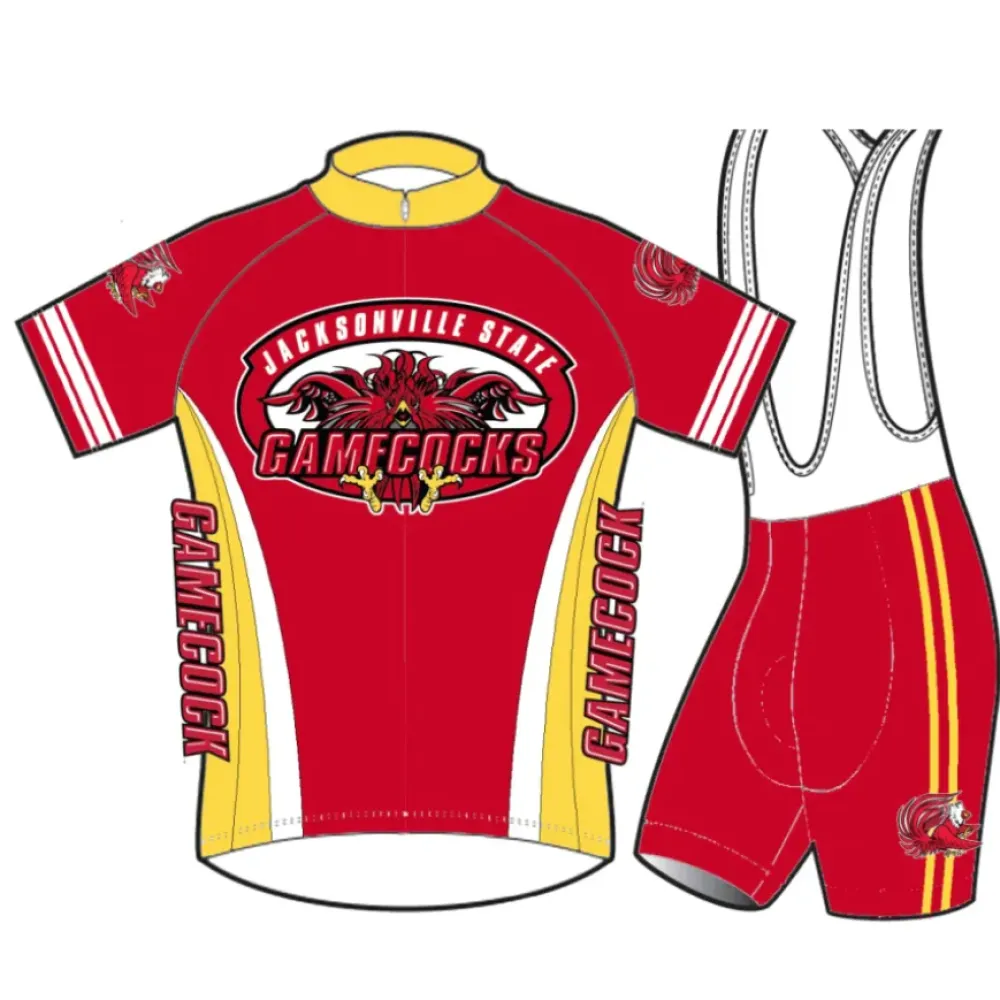 Jacksonville State Gamecocks Cycling Jersey/Shorts (Bibs) Maroon/Yellow