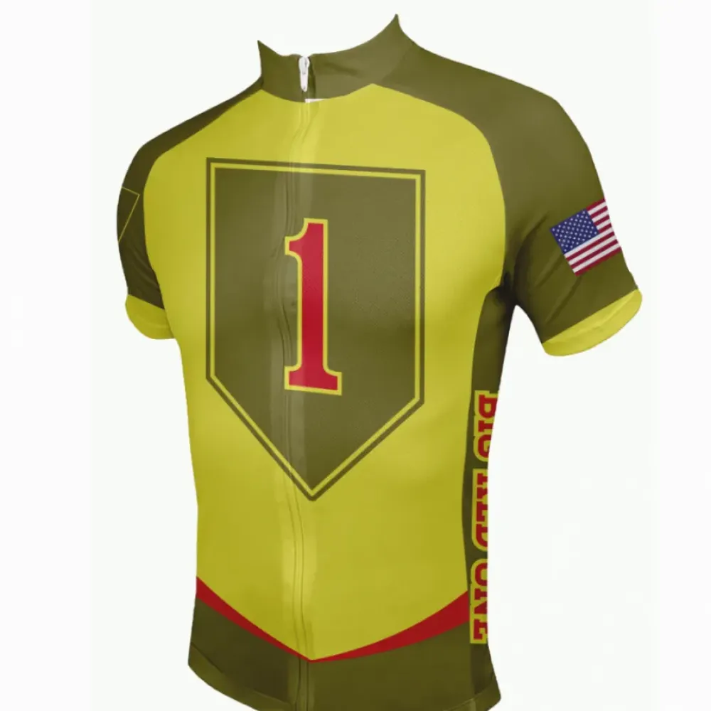 US Army Unit 1st Infantry Division Cycling Jersey/Army Green/Yellow/Red
