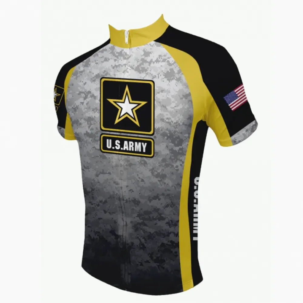 US Army Camo Cycling Jersey/Black/Yellow