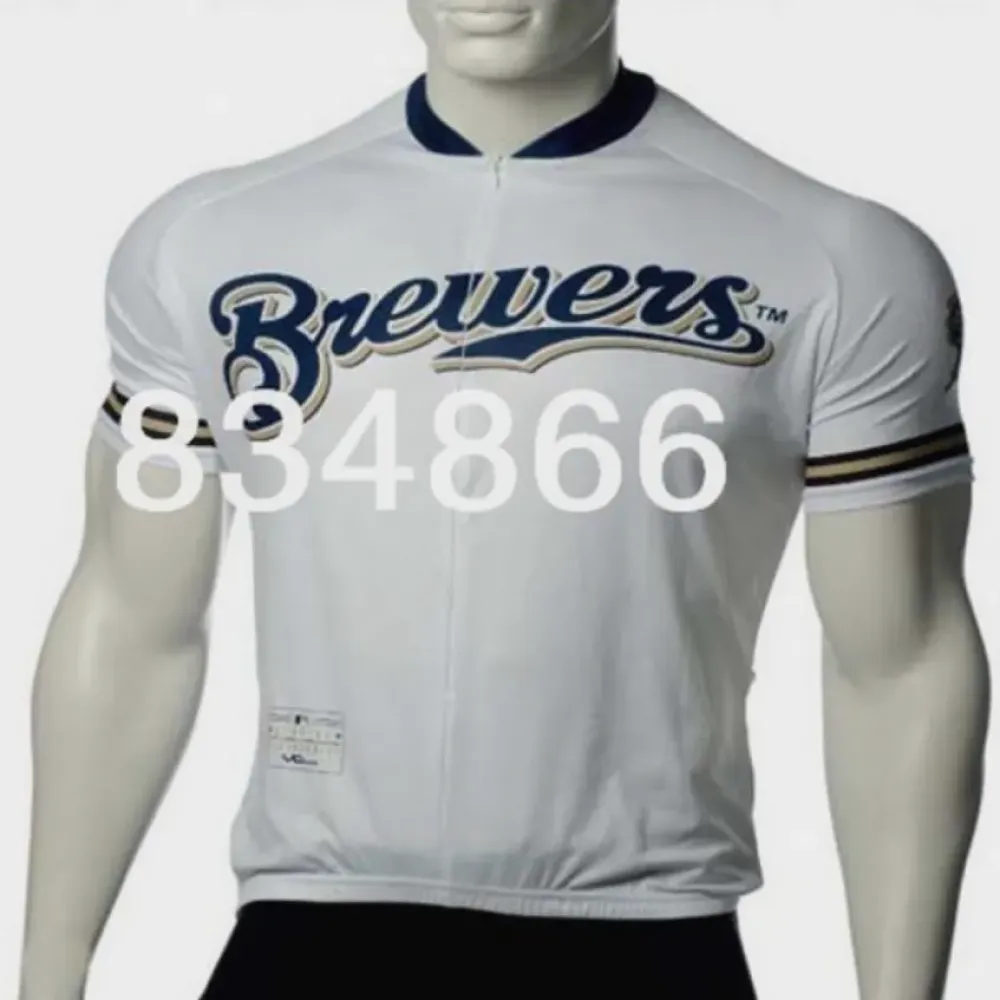 Milwaukee Brewers Cycling Jersey/White/Gold/Navy