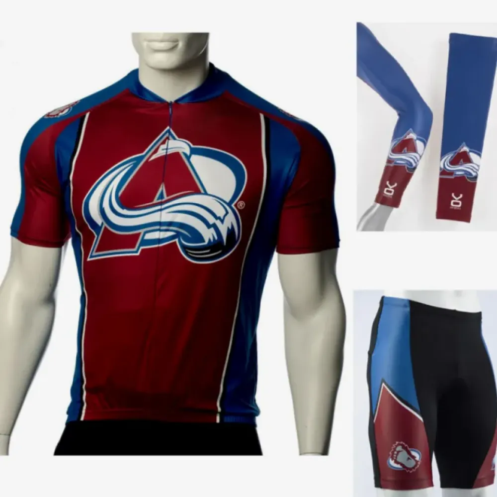 Colorado Avalanche Cycling Jersey Bib Shorts Arm Warmers Maroon/Blue