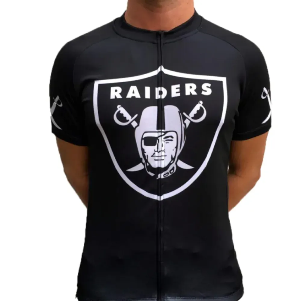 Oakland Raiders Cycling Jersey Short Sleeve NFL Black/White