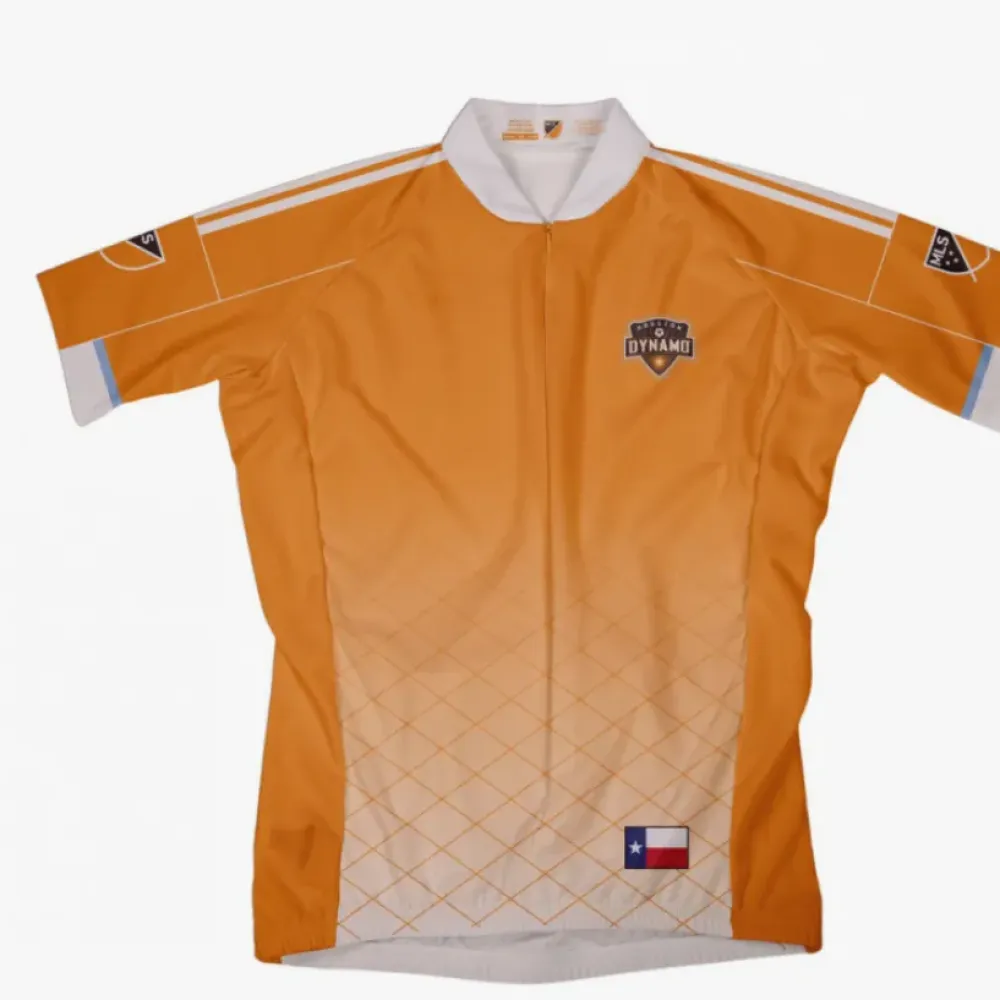 Houston Dynamo Pro Harris County Slogan Cycling Jersey/Orange/White/Grey