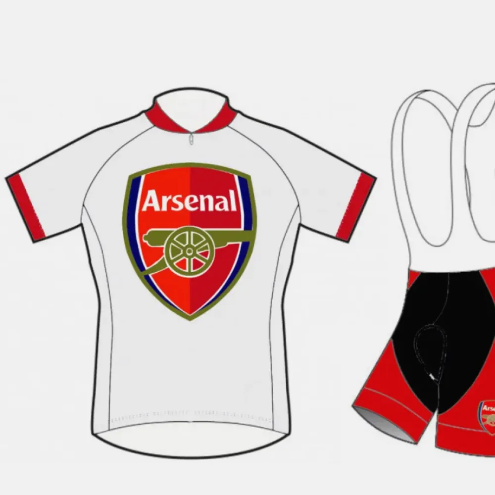 Arsenal FC Cycling Jersey and Bib Shorts/White/Red/Black