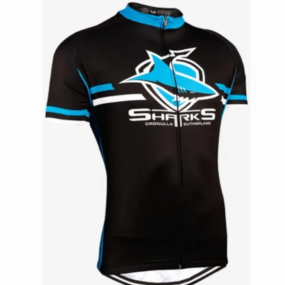 Sharks Cronulla-Sutherland Sharks Short Sleeve Cycling Jerseys Black/Blue
