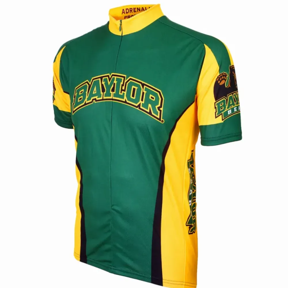 Adrenaline Pro NCAA BU Baylor Bears Short Sleeve Cycling Jerseys/Green/Yellow