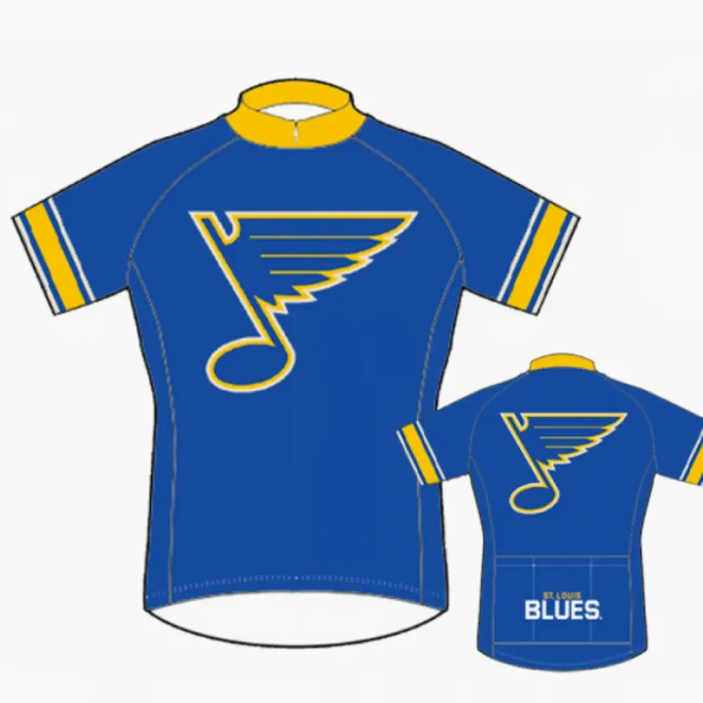 St. Louis Blues Cycling Jersey 2019 New Logo Blue/Gold/White