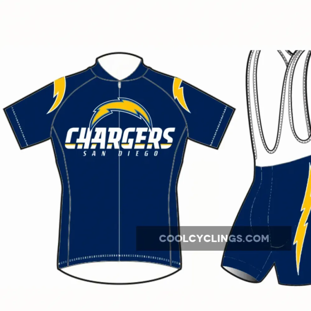 NFL San Diego Los Angeles Chargers Cycling Jerseys Shorts (bibs) Blue/Yellow/White