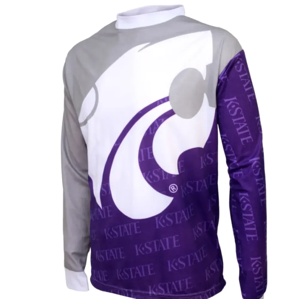 Kansas State Wildcats Mountain Long Sleeve MTB Bike Cycling Jerseys/Purple/White/Grey