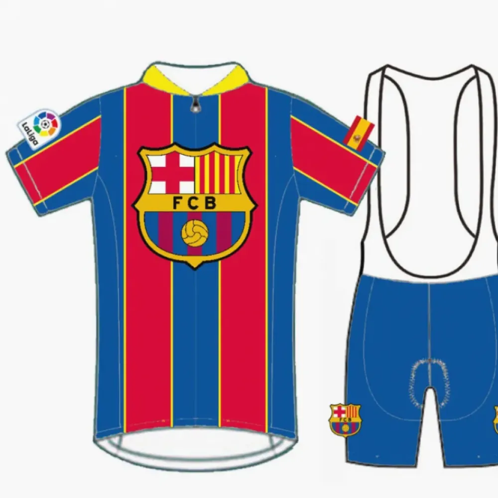 FC Barcelona Short Sleeve Cycling Jersey Bib Shorts Kit Blue/Red/Yellow