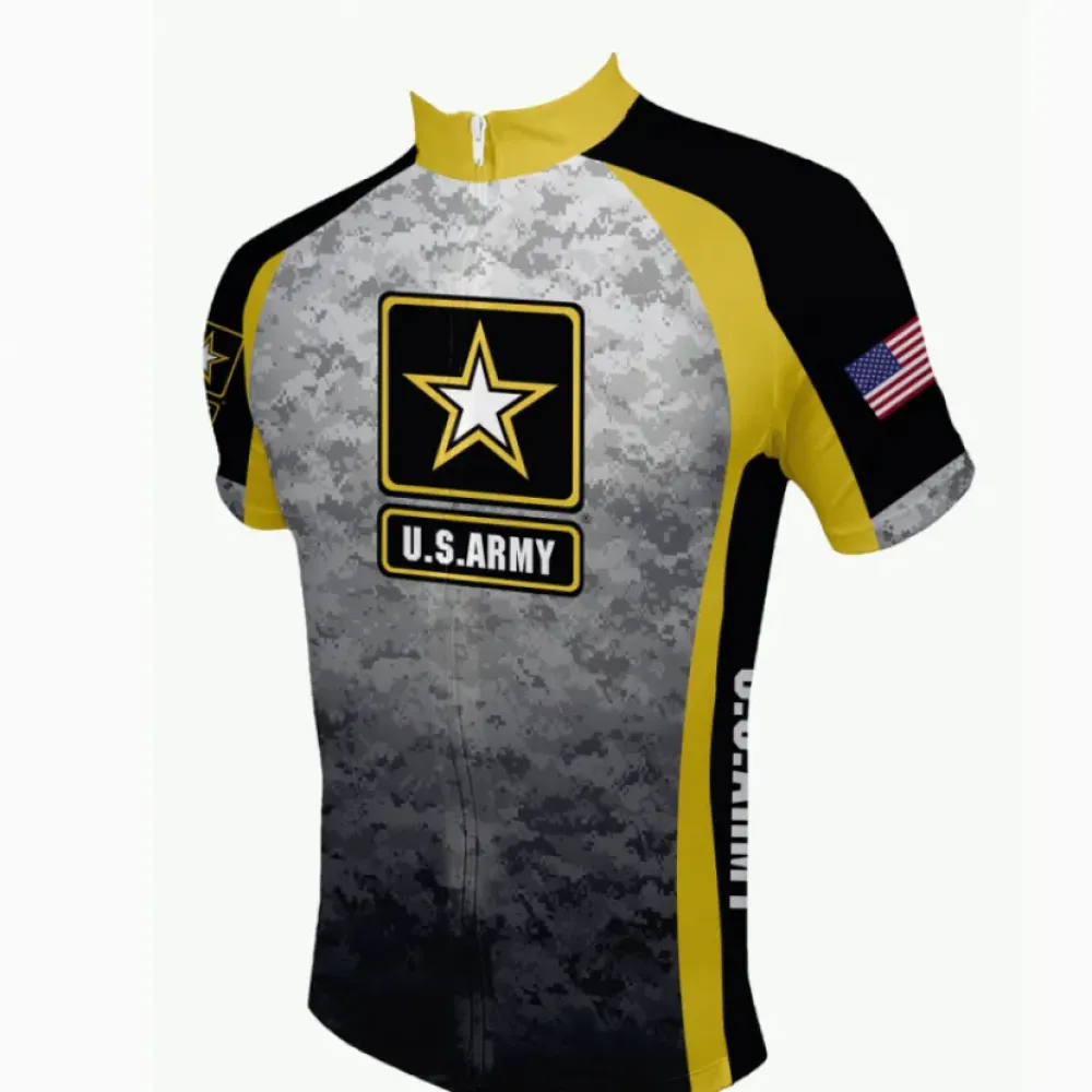 US Army Camo Cycling Jersey/Black/Yellow