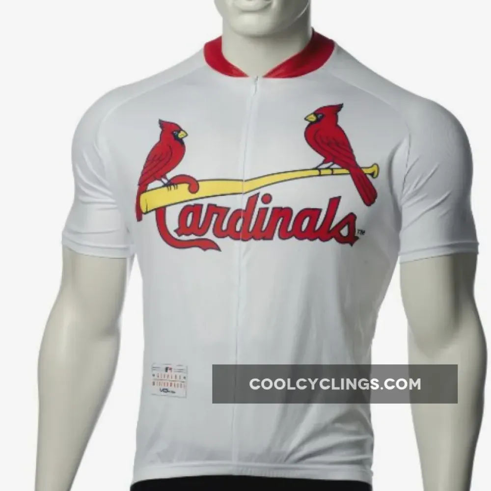 St. Louis Cardinals Custom Cycling Jersey - Official MLB/White/Red