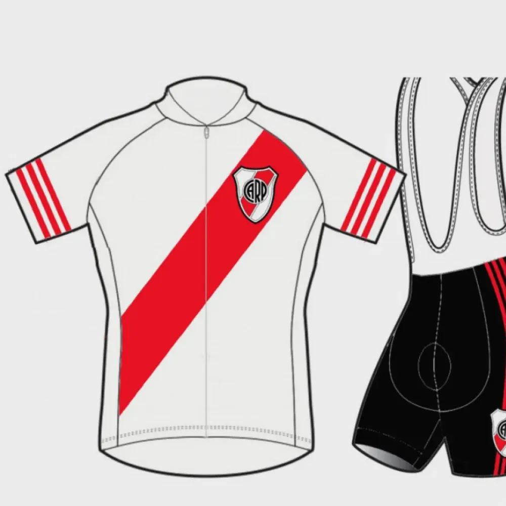 River Plate Cycling Jersey and Bib Shorts, White/Red/Black